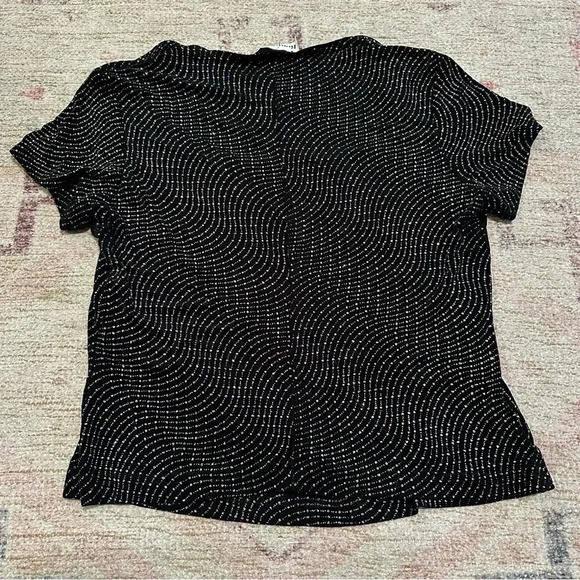 Vintage 90’s black and sliver glitter swirl blouse size large - Picture 6 of 6